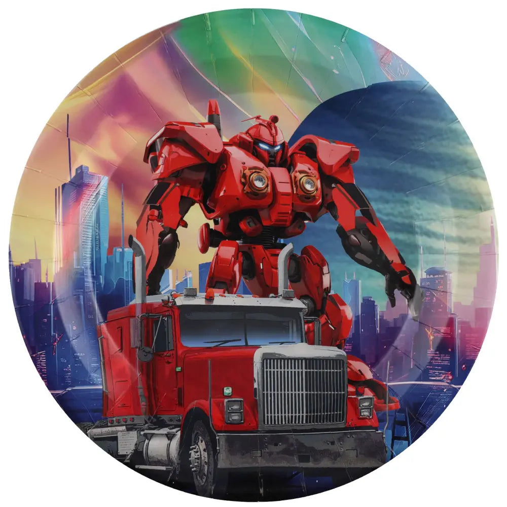 10 Assiettes en Carton D22.5cm - Autorobot Multicolore