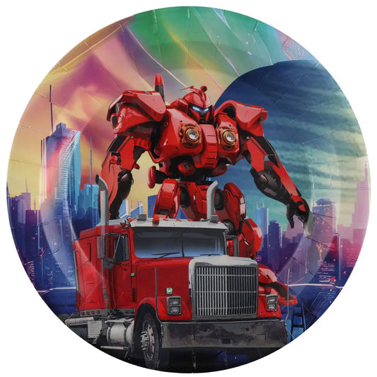 10 Assiettes en Carton D22.5cm - Autorobot Multicolore