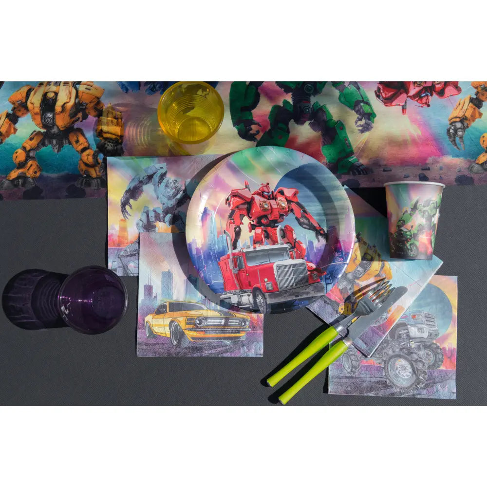 10 Assiettes en Carton D22.5cm - Autorobot Multicolore