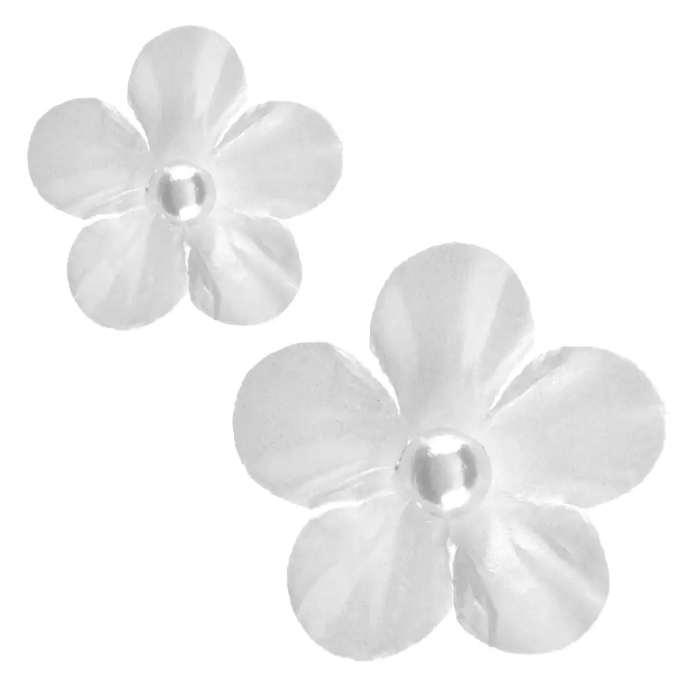 40 Petites Fleurs perlées - 2.3 x 2.1 & 1.5 x 1.6 cm - Blanc 