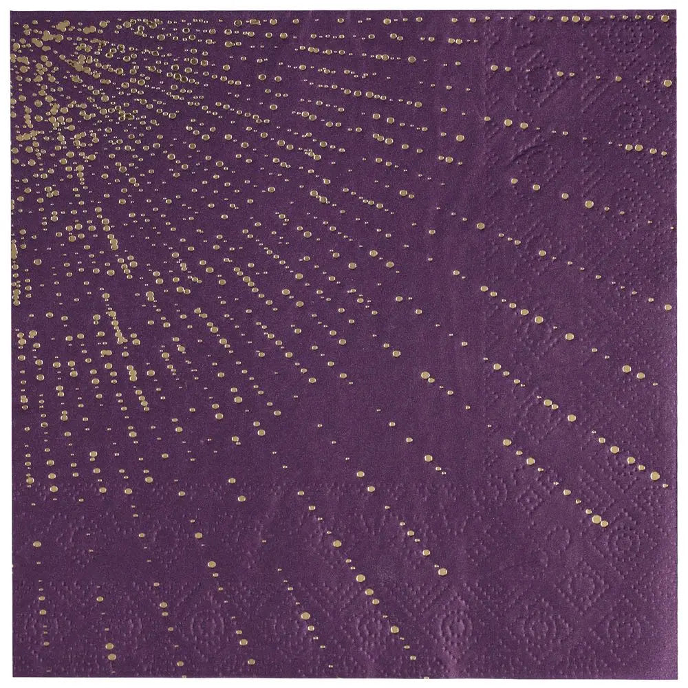 10 Serviettes en Papier "Bubbles Scintillant" Aubergine - 33x33cm