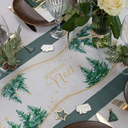 Chemin de Table "Forêt Etoilée" Vert Sapin - 27cm x 2.5m