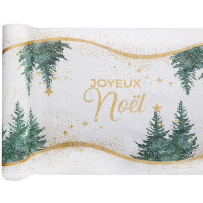 Chemin de Table "Forêt Etoilée" Vert Sapin - 27cm x 2.5m