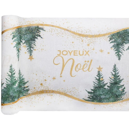 Chemin de Table "Forêt Etoilée" Vert Sapin - 27cm x 2.5m