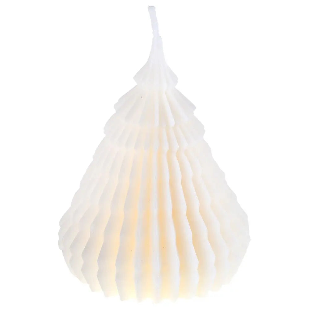 Bougie "Sapin Origami" Ivoire - Ø 7 x 12cm