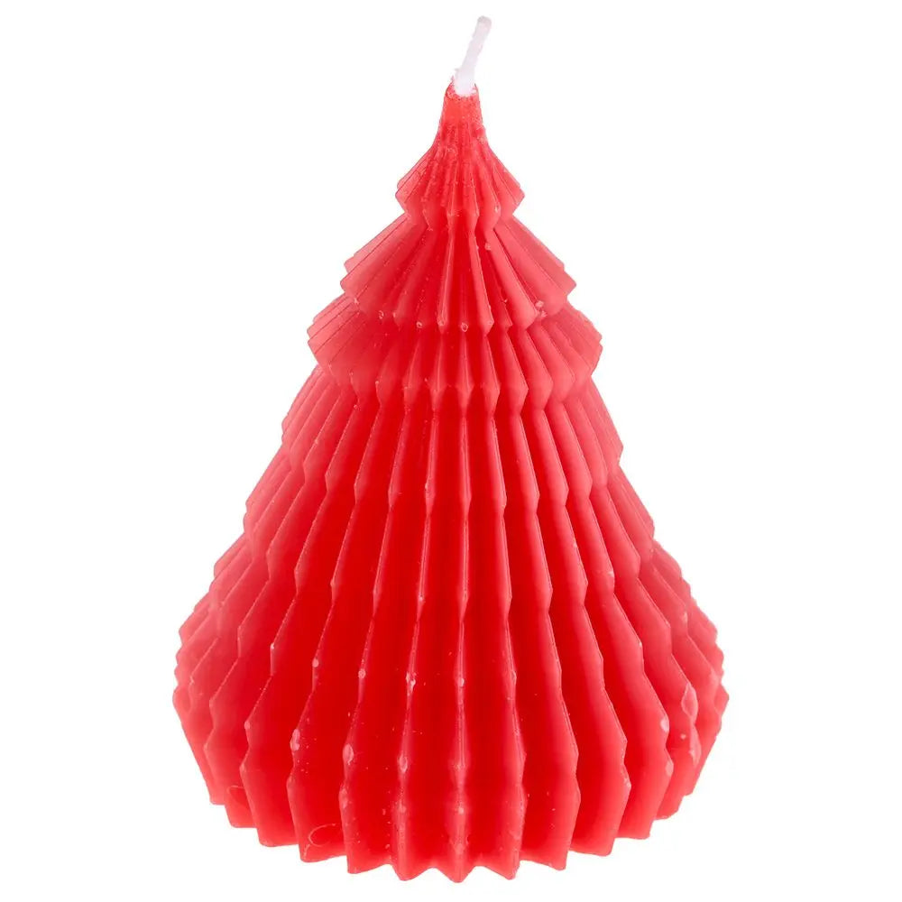 Bougie "Sapin Origami" Rouge - Ø 7 x 12cm