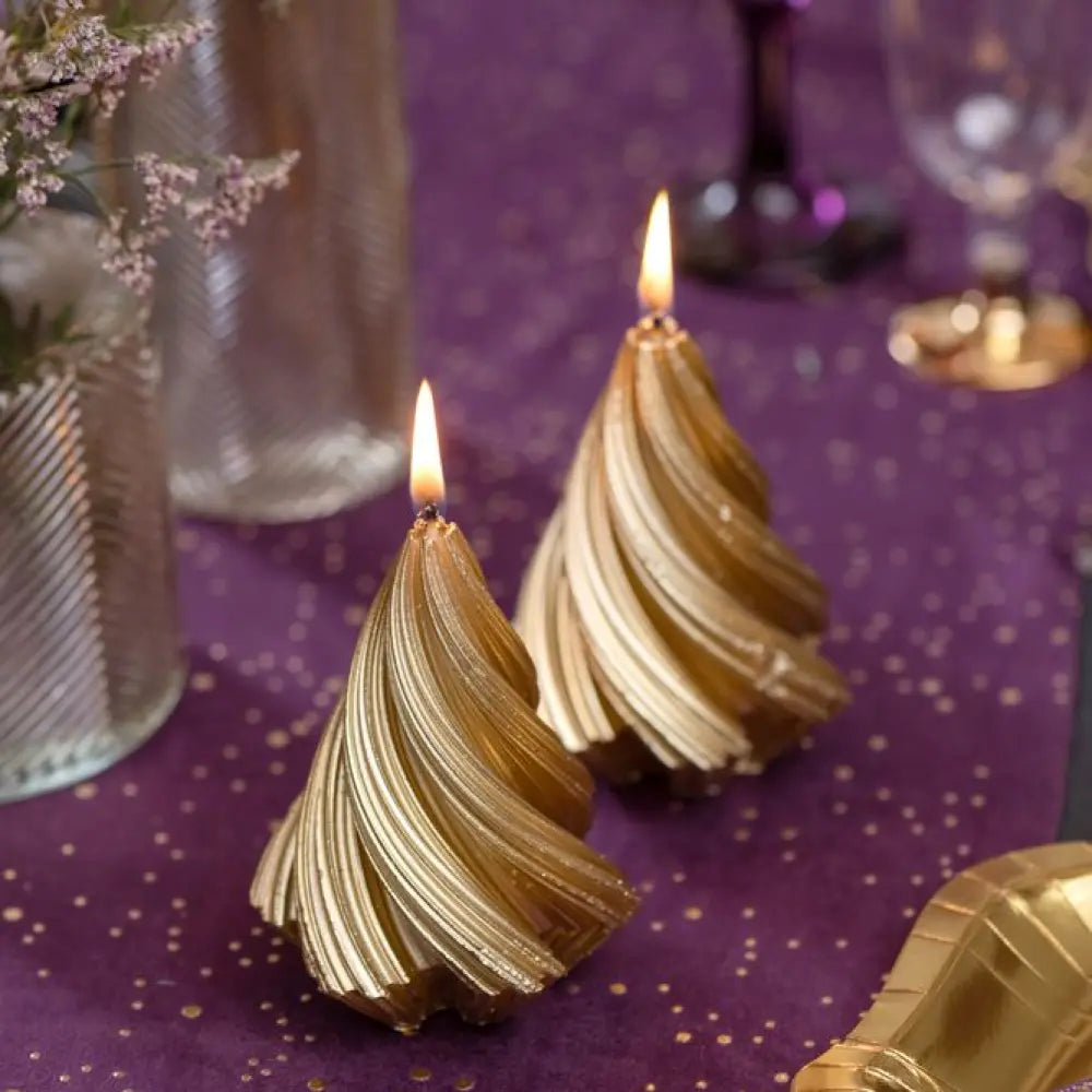 Bougie "Sapin Elégant" Or - Ø 7 x 12cm