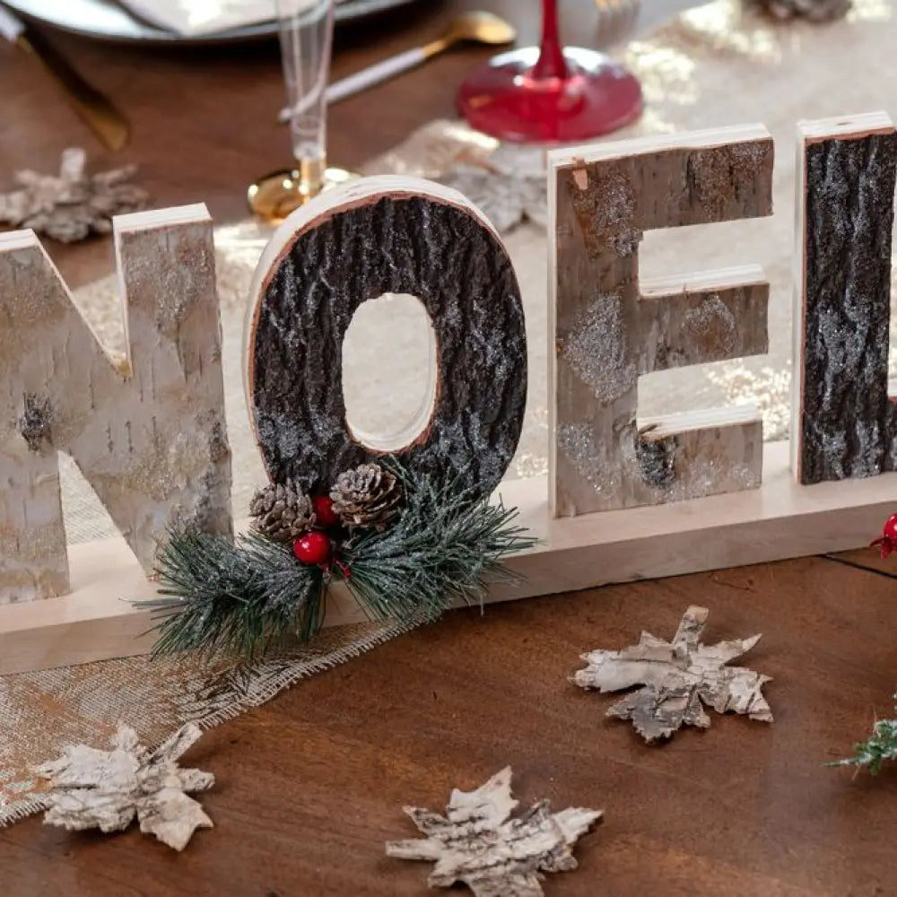 Lettres "Noël Ecorce" Naturel - 29.5x5x17cm