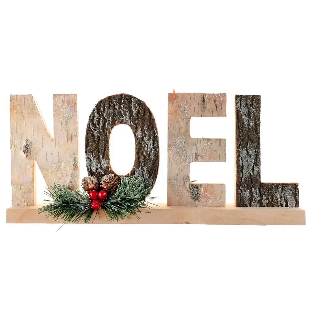 Lettres "Noël Ecorce" Naturel - 29.5x5x17cm