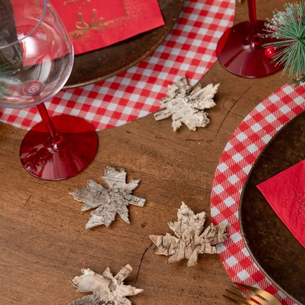 4 Décos "Feuille Ecorce" Naturel - 7x7cm