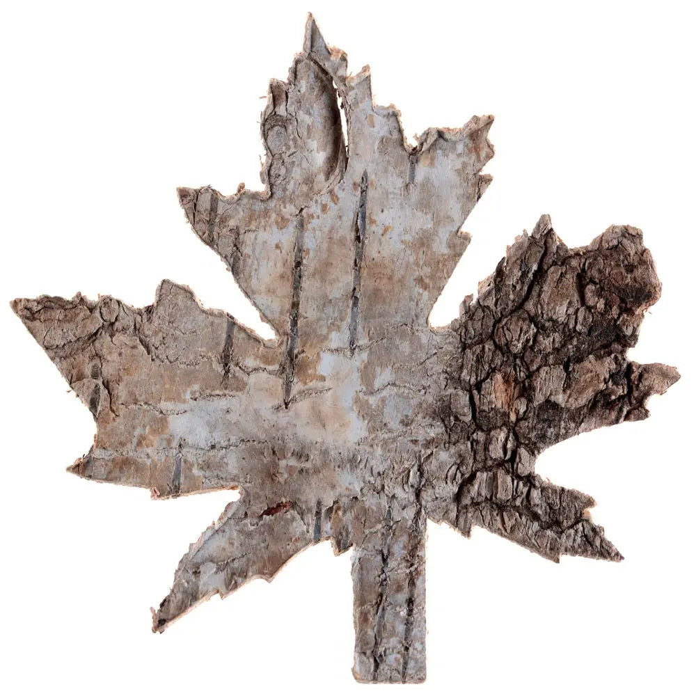 4 Décos "Feuille Ecorce" Naturel - 7x7cm
