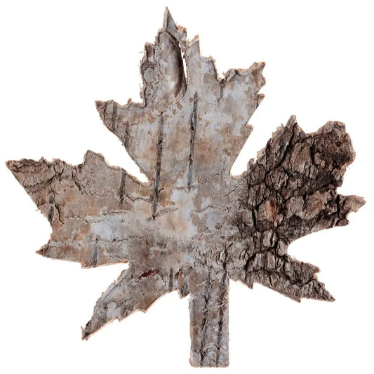 4 Décos "Feuille Ecorce" Naturel - 7x7cm