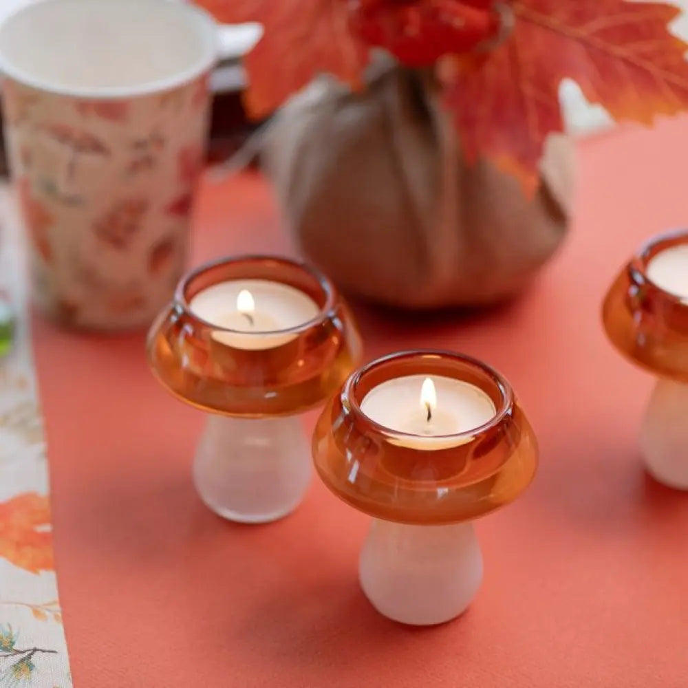 Porte Bougie "Champignon Orange" - Ø6.5 x 9cm - vendu à la pièce