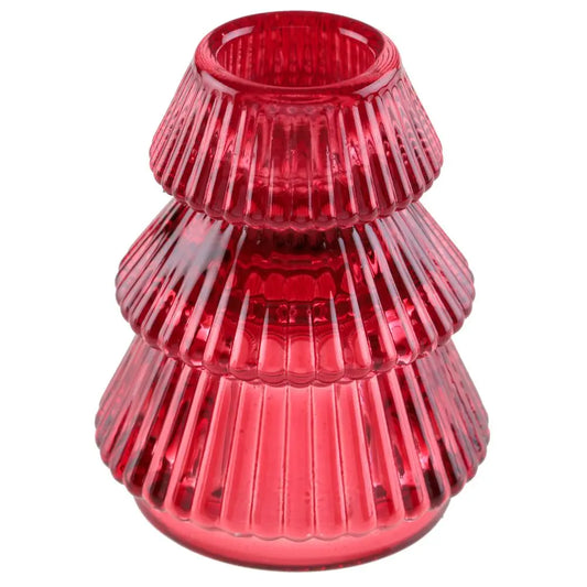 Petit Bougeoir "Sapin" Rouge - Ø 6 x 7.5cm