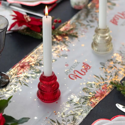 Petit Bougeoir "Sapin" Rouge - Ø 6 x 7.5cm
