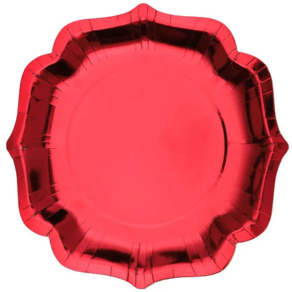 10 Sous Assiettes "Festonné Brillante" Rouge - 27.5x27.5cm