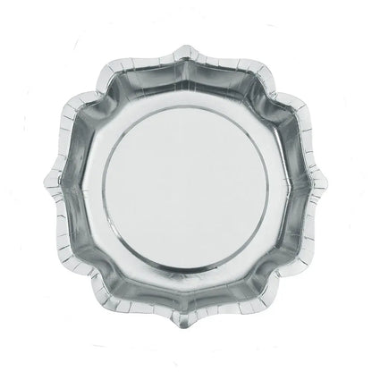 10 Assiettes "Festonné Brillante" Argent - 21x21cm