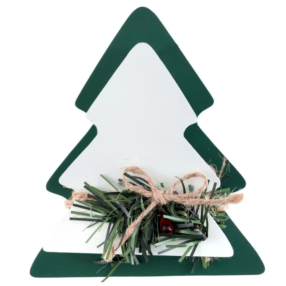 2 Décors "Sapins" Vert Sapin/Blanc - 9x1.3x10cm & 11.5x1.3x13cm