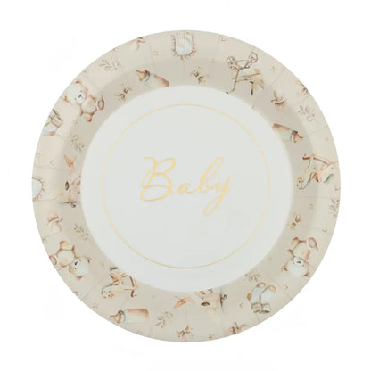 6 Assiettes en Carton 22,5cm "Little Teddy" Ivoire