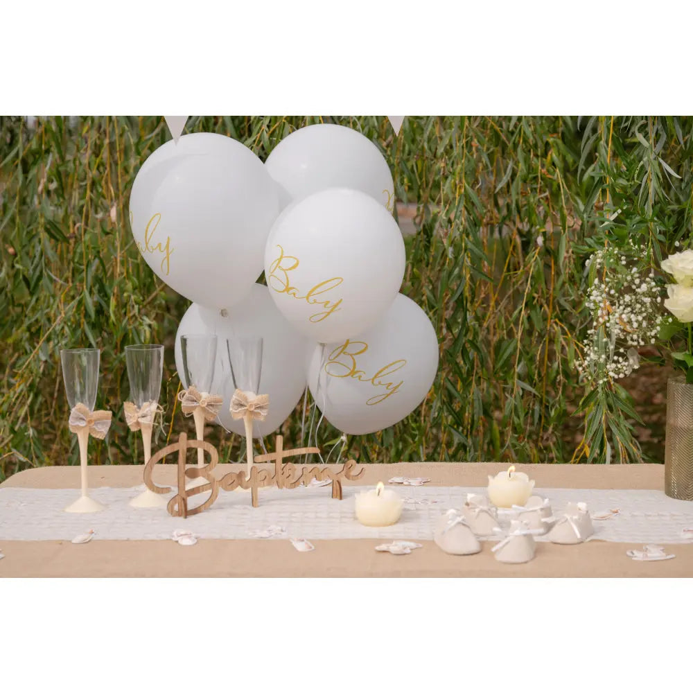 6 Ballons "Little Teddy" - Blanc - Ø 30 cm
