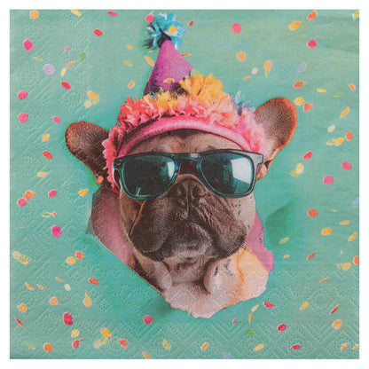 12 Serviettes en Papier 33cm - Chien Mutlicolore
