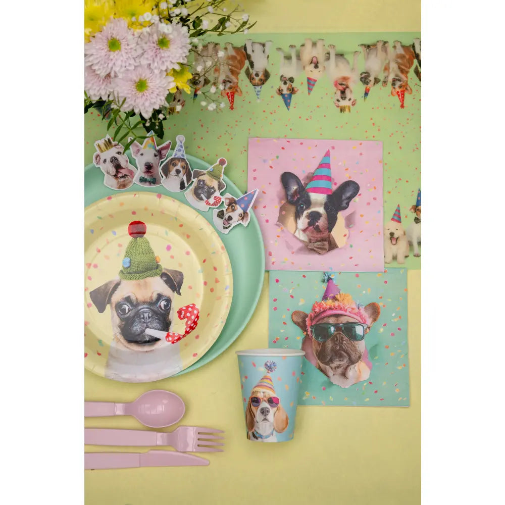 12 Serviettes en Papier 33cm - Chien Mutlicolore