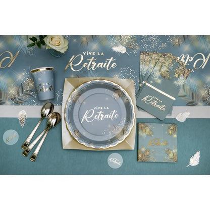 6 Assiettes en Carton 23cm - "Retraite Dorée Céladon"