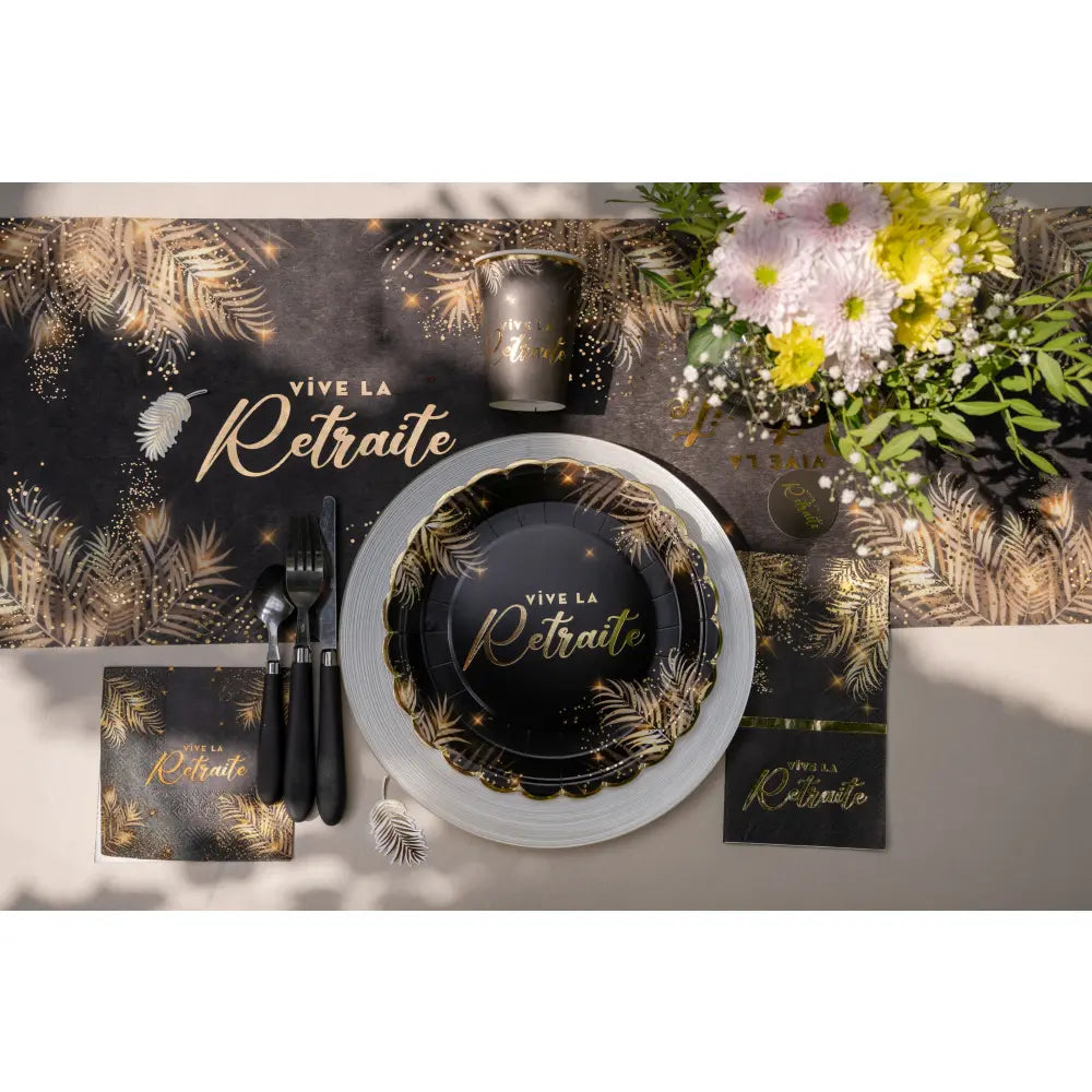 6 Gobelets en Carton 27cl - "Retraite Dorée" Noir