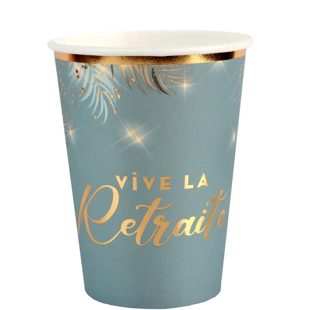 6 Gobelets en Carton 27cl "Retraite Dorée Céladon"