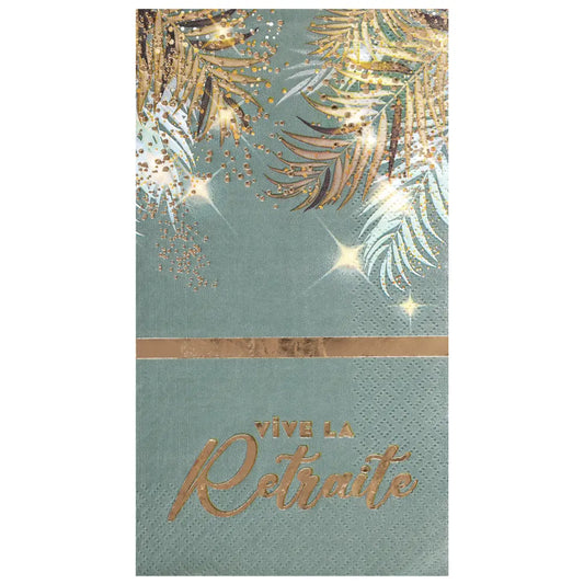 12 Serviettes en Papier "Retraite Dorée Céladon" - 33x40cm