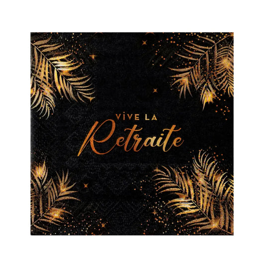 12 Petites Serviettes en Papier 25cm "Retraite Dorée"
