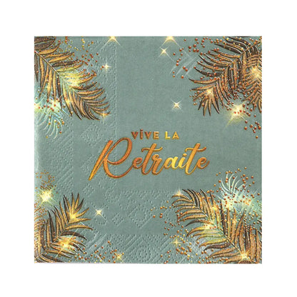 12 Petites Serviettes en Papier "Retraite Dorée Céladon" - 25x25cm