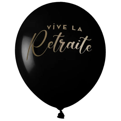 6 Ballons Latex Ø 30 cm - "Retraite Dorée" - Noir