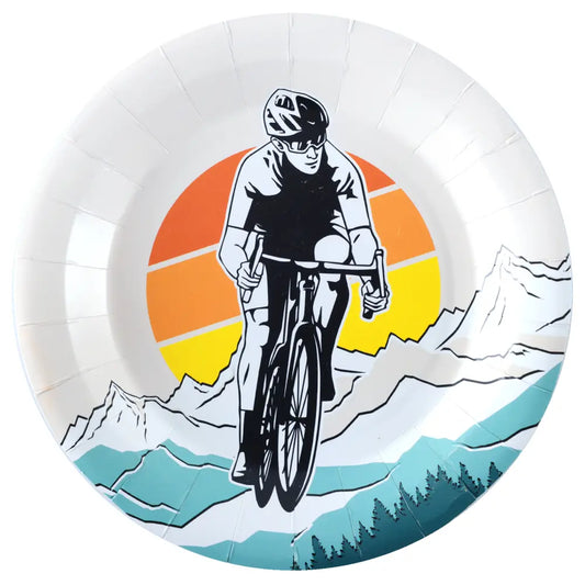 6 Assiettes en Carton 22,5cm - "Vélo Multicolore"