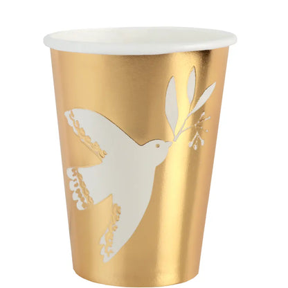 6 Gobelets en Carton 27cl "Cérémonie Birdy" Or 