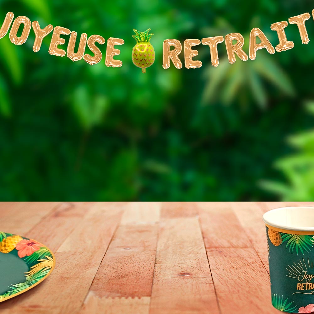 GUIRLANDE BALLONS "JOYEUSE RETRAITE" EN LETTRES