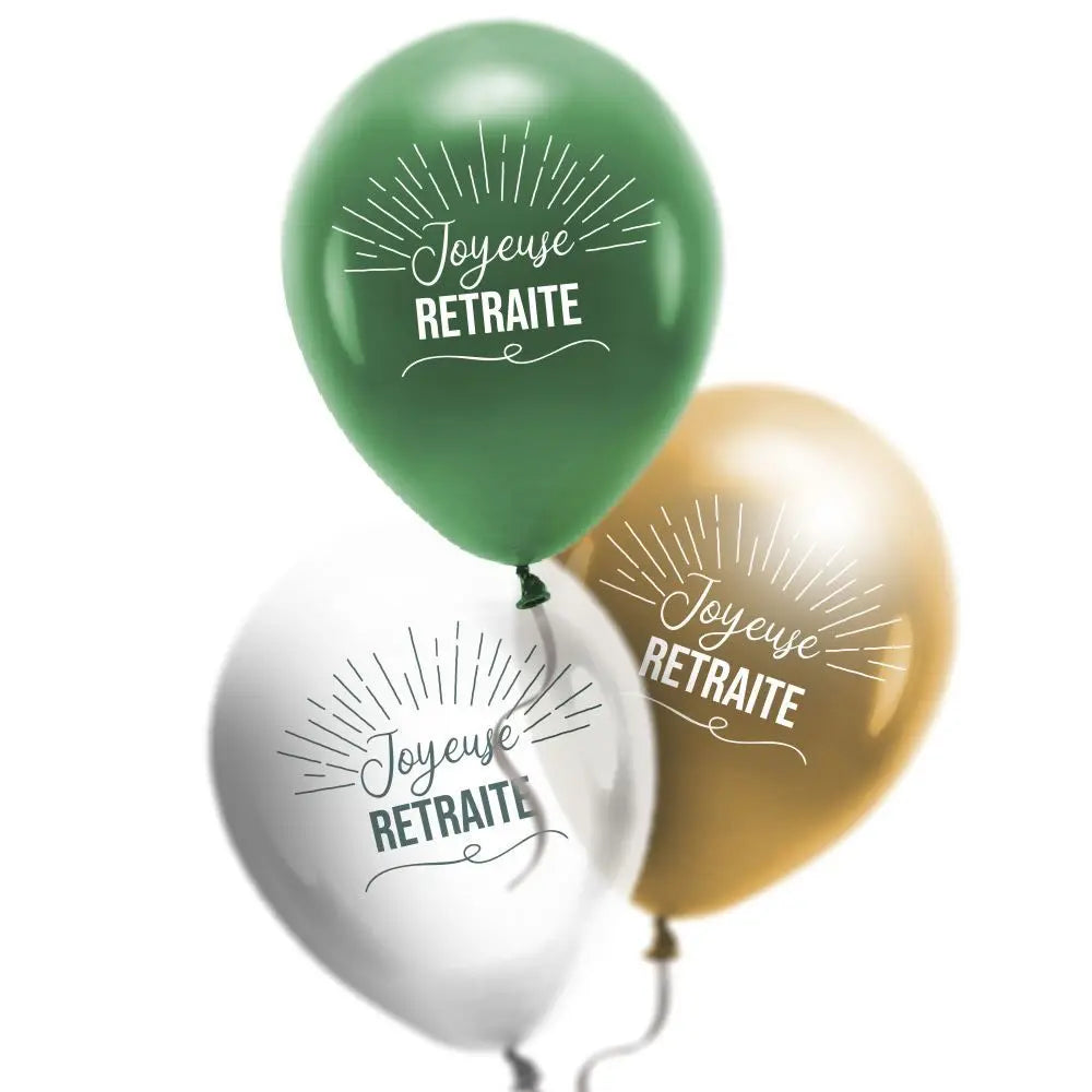 8 Ballons Latex 27cm - ''Joyeuse Retraite''