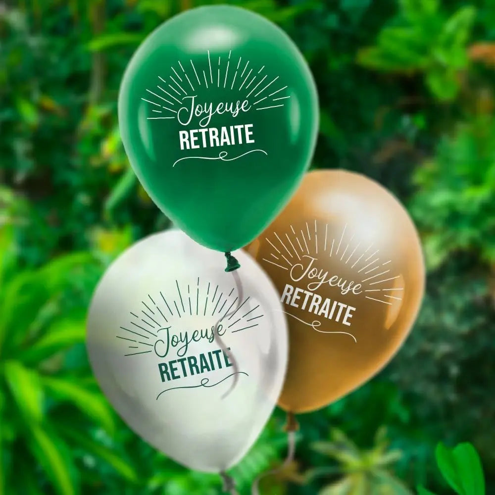 8 Ballons Latex 27cm - ''Joyeuse Retraite''