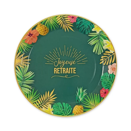 6 Assiettes en Carton D23cm - ''Joyeuse Retraite''