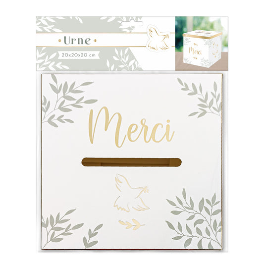 Urne colombe "merci" - 20 x 20 x 20 cm