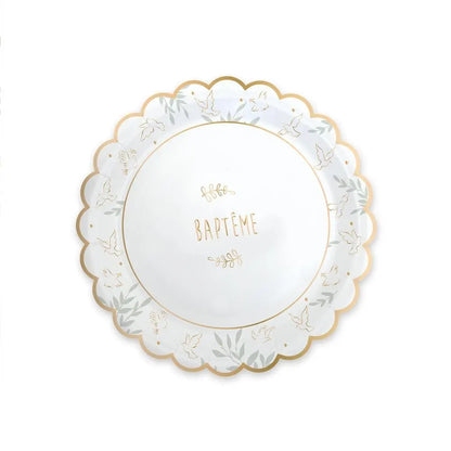 6 Assiettes en Carton D23cm - "Baptême"