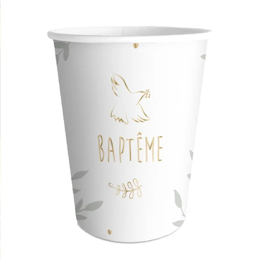 6 Gobelets en Carton 25cl - Baptême
