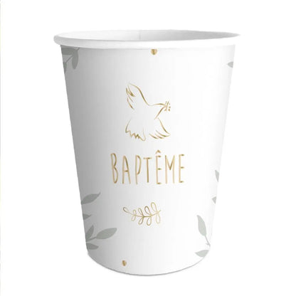 6 Gobelets en Carton 25cl - Baptême