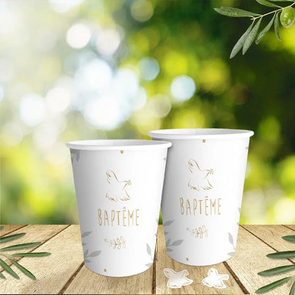 6 Gobelets en Carton 25cl - Baptême