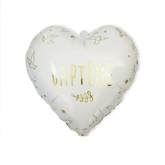 Ballon Alu H35cm - "Baptême" Cœur