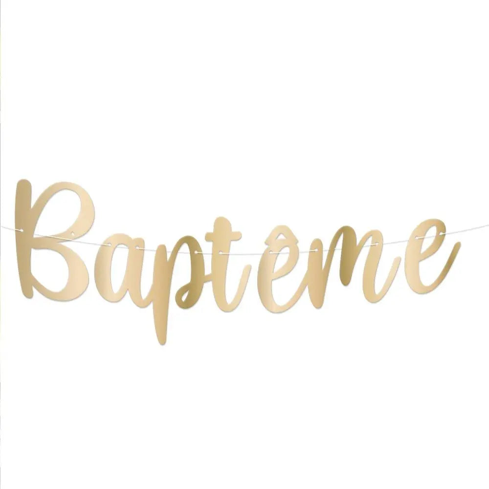 Guirlande lettres "Baptême" or - Longueur : 2 m 