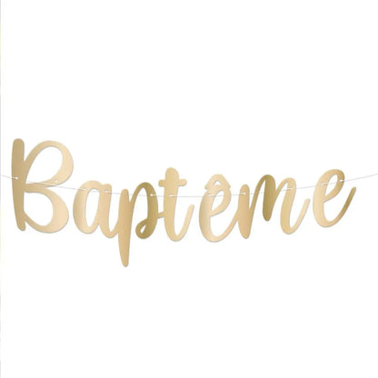 Guirlande lettres "Baptême" or - Longueur : 2 m 