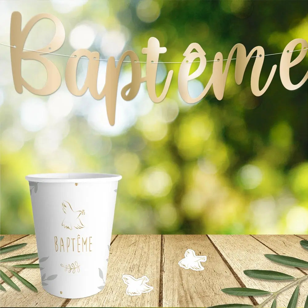 Guirlande lettres "Baptême" or - Longueur : 2 m 