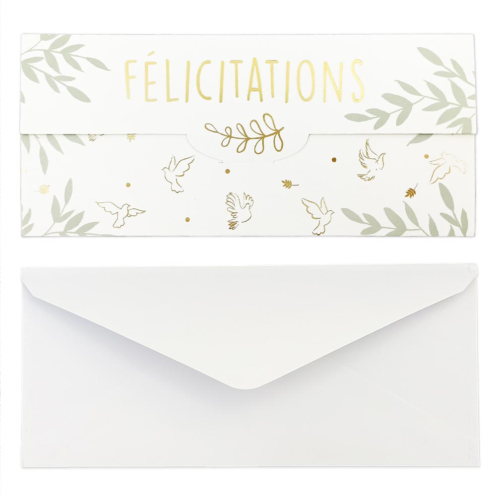 Carte cadeau et enveloppe "colombe félicitations"