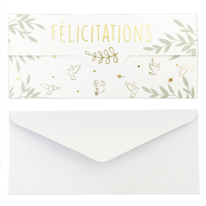 Carte cadeau et enveloppe "colombe félicitations"